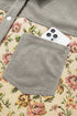 Corduroy Floral Patchwork Snap Front Drop Shoulder Shacket